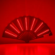 LED Glowing Rave Folding Hand Fan - Red