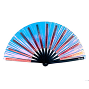 Iridescent Rave Folding Hand Fan - Gold