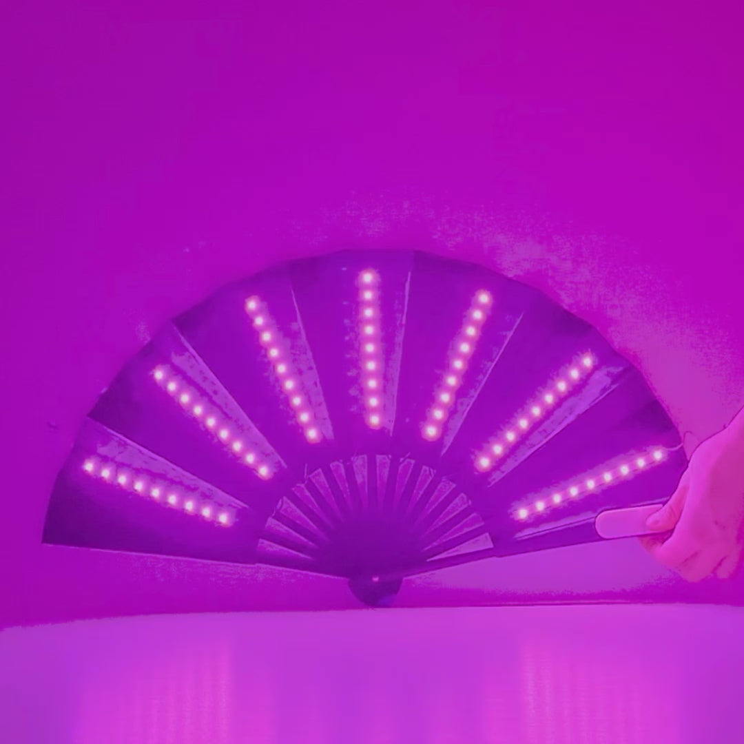 LED Glowing Rave Folding Hand Fan - Pink