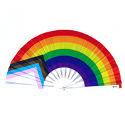 Large Rave Folding Hand Fan - Rainbow Pride Progress Flag