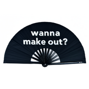 Large Rave Folding Hand Fan - Wanna Make Out?